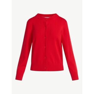 Free Assembly Women Cardigan Sweater Size L Just Red Classic Cozy Yarn Button Up